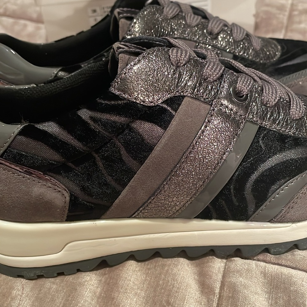 GEOX Velvet & Suede Metallic Animal Print Sneakers